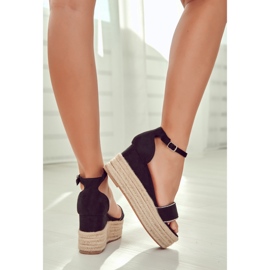 FW1 Sandalias De Mujer Con Cuña Con Zirconia Cúbica Linette Negro 2 FW1 Sandalias De Mujer Con Cuña Con Zirconia Cúbica Linette Negro 2