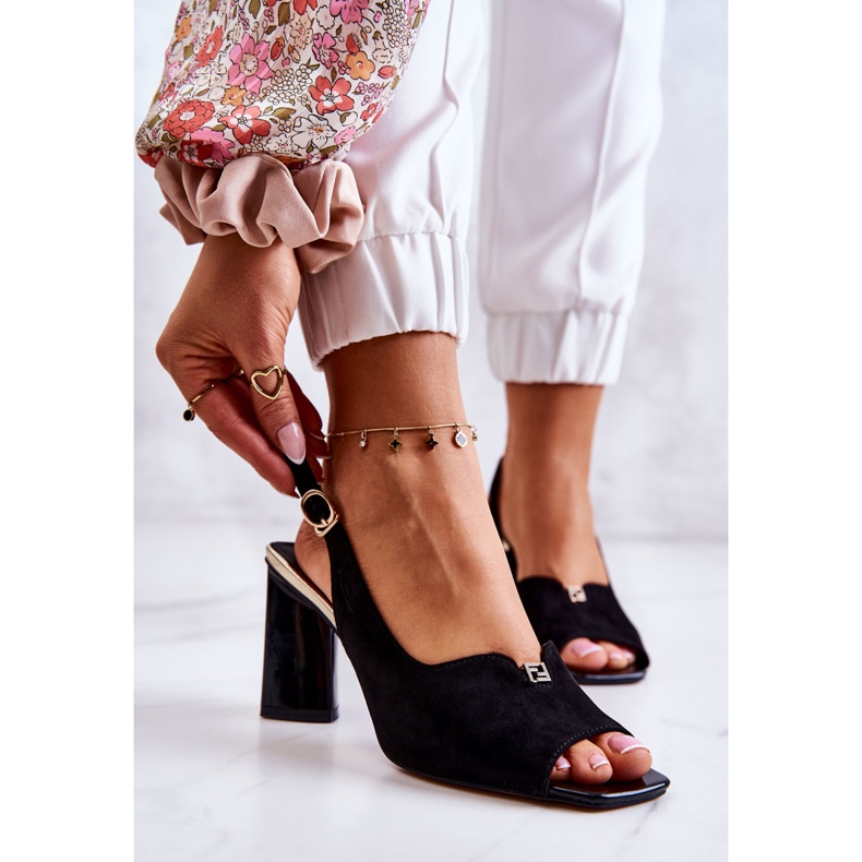 S.Barski Sandalias Fiorine Ante Negro On A Bar 1