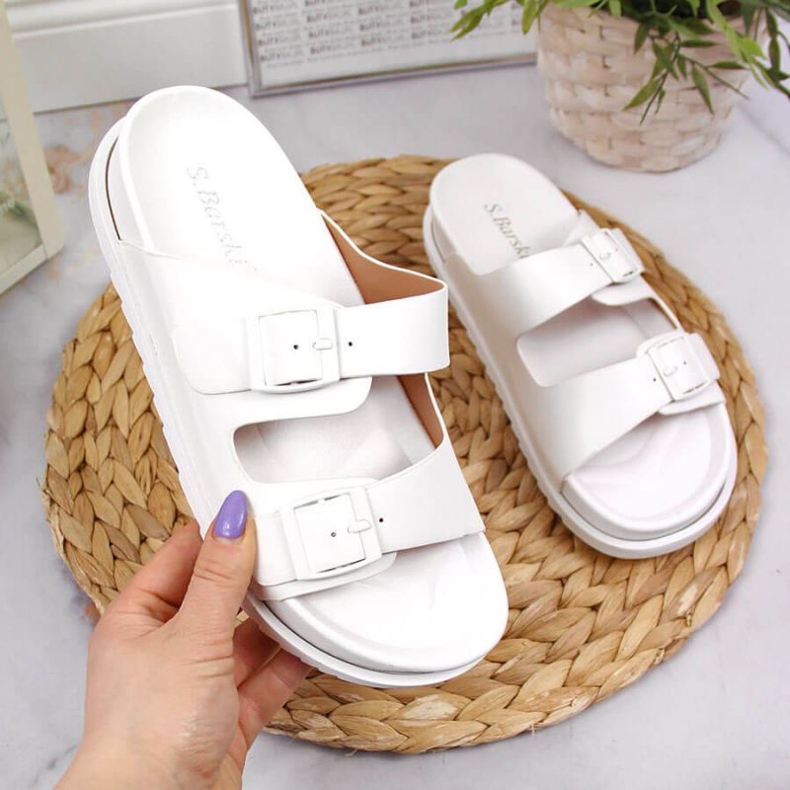 Zapatillas De Goma Con Hebillas Blancas En S.Barski blanco 1