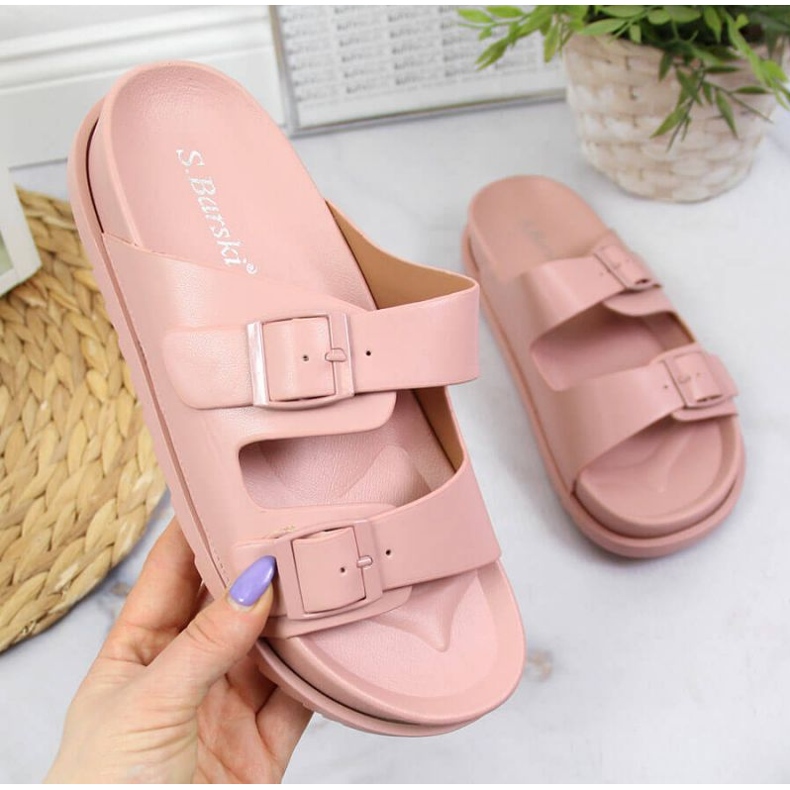 Pantuflas De Goma Con Broches Rosa Brillante S. Barski rosado 1