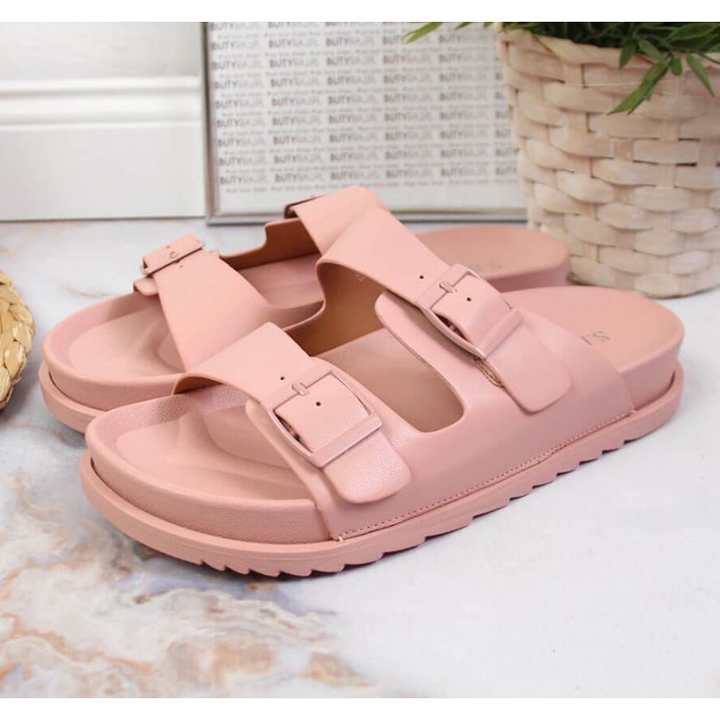 Pantuflas De Goma Con Broches Rosa Brillante S. Barski 2