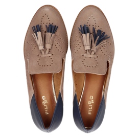 Mocasines Filippo 04484-04/00-5 Ante Beige + Azul Marino 4