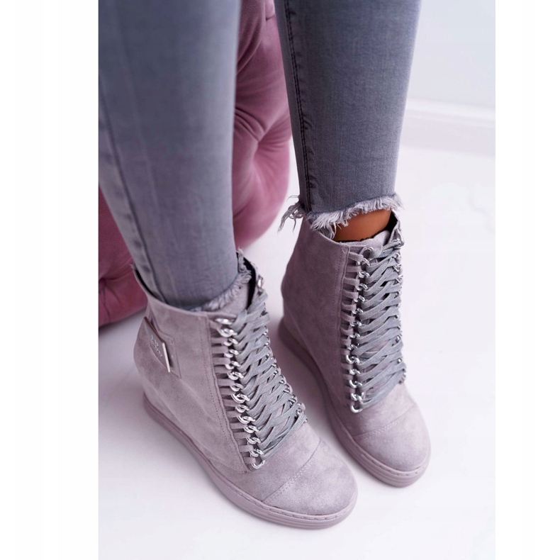Zapatillas De Mujer Lu Boo Con Cadenas Ante Gris Monica 2