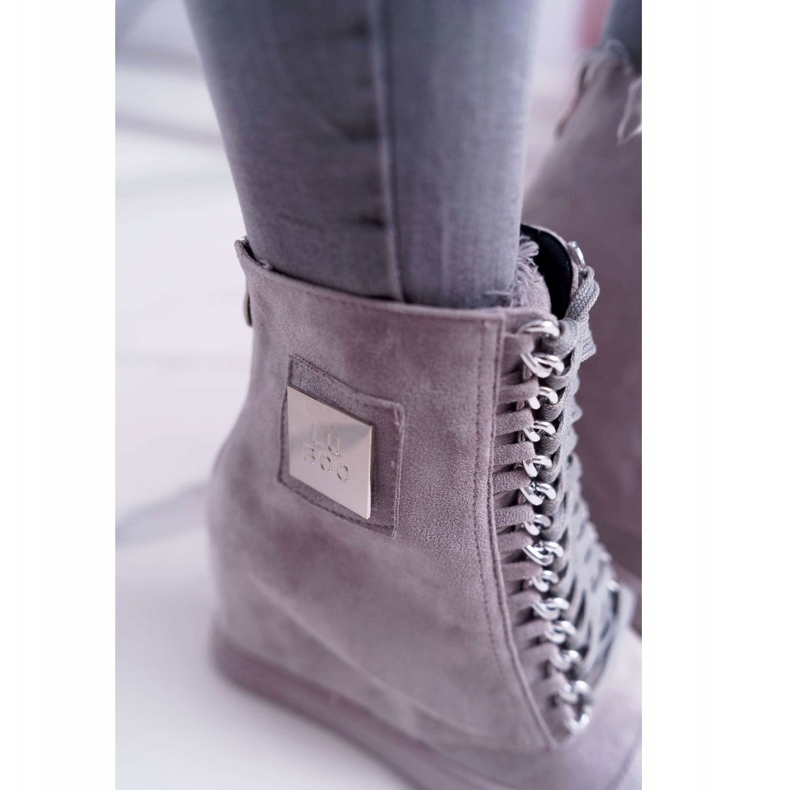 Zapatillas De Mujer Lu Boo Con Cadenas Ante Gris Monica 3