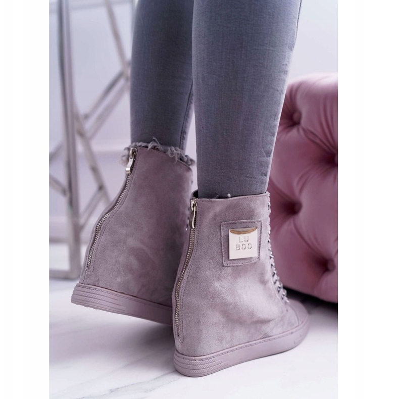 Zapatillas De Mujer Lu Boo Con Cadenas Ante Gris Monica 4