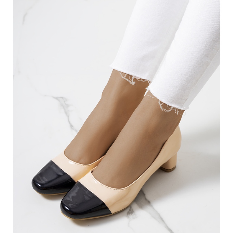 Zapatos de salón de mujer Dikra beige negro 1