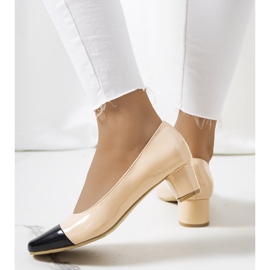 Zapatos de salón de mujer Dikra beige negro 2
