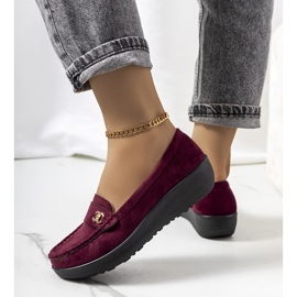 Mocasín granate sobre cuña Stapper rojo multicolor 2