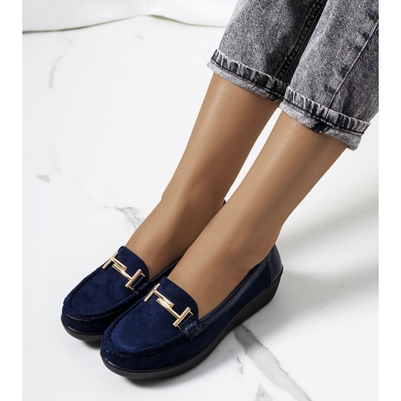 Mocasines azul marino en la cuña Marinke 1