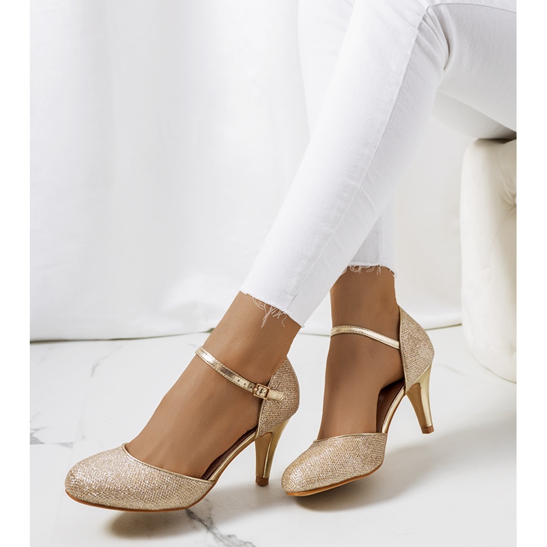 BM Zapatos de tacón Rosetown en oro brillante dorado 1