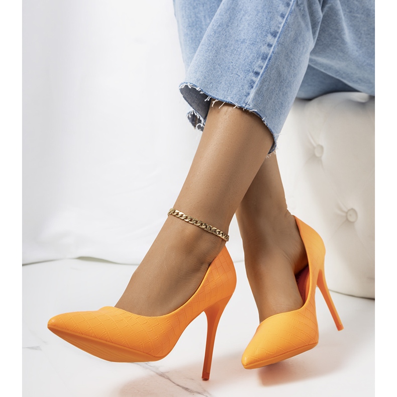 Tacones de ébano naranja neón 1