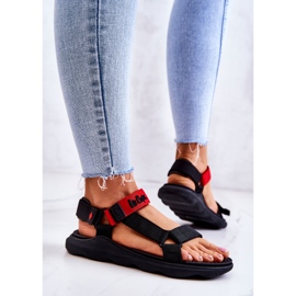 Sandalias deportivas de mujer Lee Cooper LCW-22-34-0954L Negro-Rojo 4