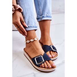 Pantuflas De Mujer De Moda Con Hebilla Inblu CP000031 Azul Marino 5