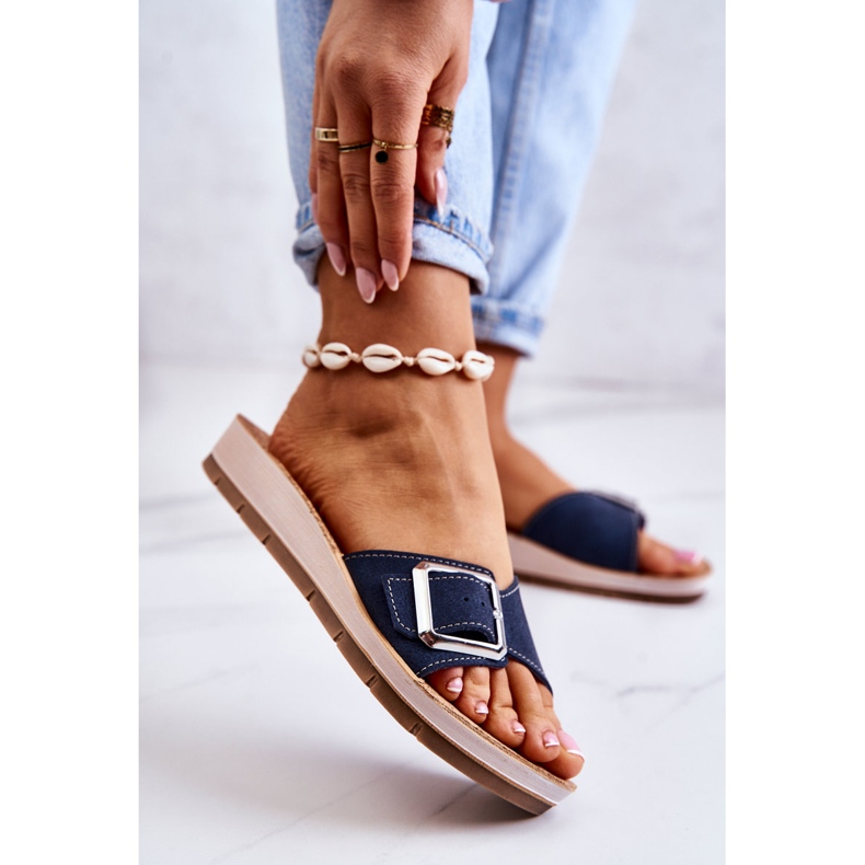 Pantuflas De Mujer De Moda Con Hebilla Inblu CP000031 Azul Marino 2