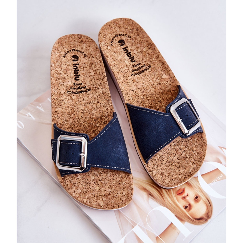 Pantuflas De Mujer De Moda Con Hebilla Inblu CP000031 Azul Marino 1