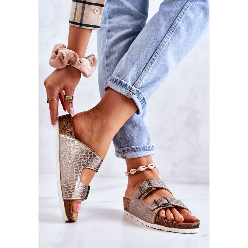 Pantuflas Mujer Hebillas Inblu NM000027 Plata beige 2