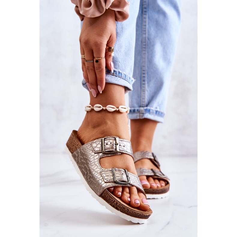 Pantuflas Mujer Hebillas Inblu NM000027 Plata beige 1