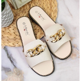 Babuchas doradas con cadena W S.Barski beige dorado 3