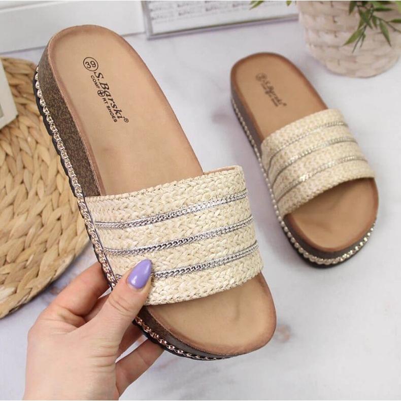 Babucha plataforma beige W S. Barski 1
