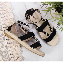 Sandalias alpargatas negras con perlas W S.Barski negro 3