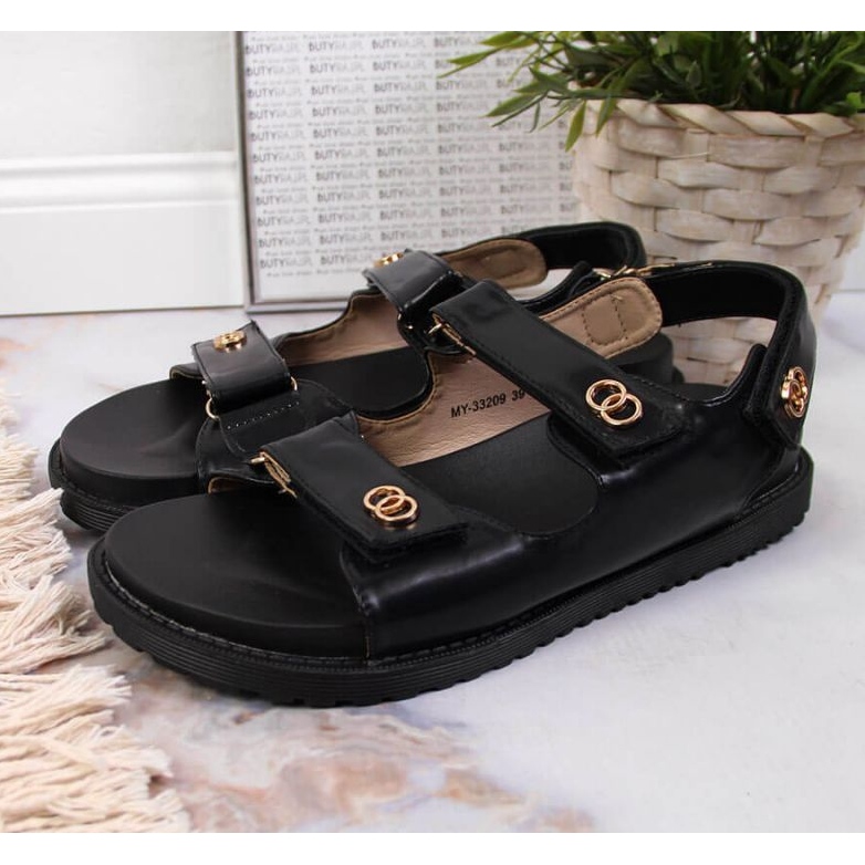 Sandalias negras con velcro en S. Barski negro 2