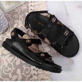 Sandalias negras con velcro en S. Barski negro 3
