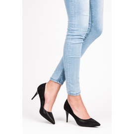 Qinba Tacones de ante negro 7