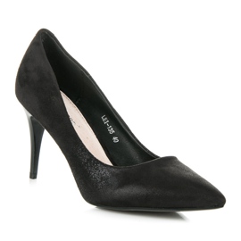 Qinba Tacones de ante negro 2