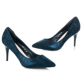 Qinba Tacones de ante azul marino multicolor 6