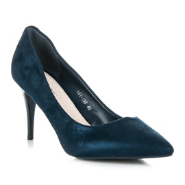 Qinba Tacones de ante azul marino multicolor 3
