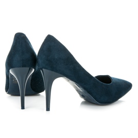 Qinba Tacones de ante azul marino multicolor 5