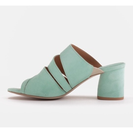 Marco Shoes Pantuflas mujer piel, corte rayas verde 4