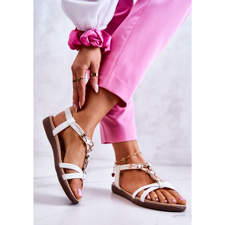 Sandalias De Mujer Sin Cordones Con Decoración Salinna Blanca blanco 1