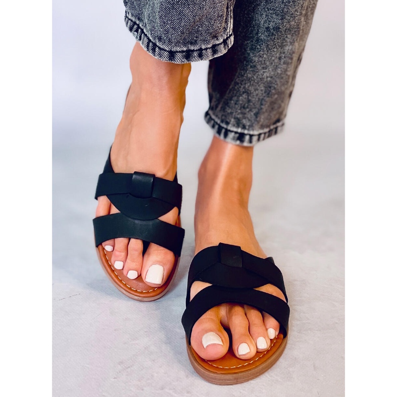 Pantuflas Cruzadas Mujer Poppy Negro 1