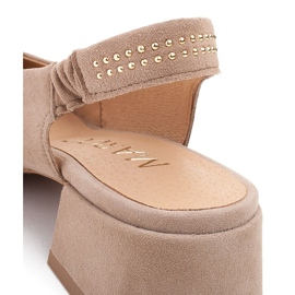 Marco Shoes Sandalias de ante beige con chorros decorativos 3