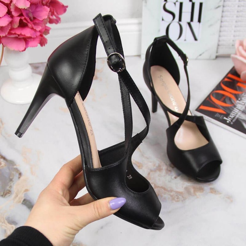 Sandalias negras con tacón alto W Sergio Leone negro 1