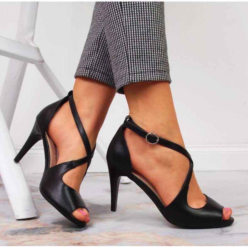 Sandalias negras con tacón alto W Sergio Leone negro 2