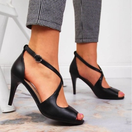 Sandalias negras con tacón alto W Sergio Leone negro 3
