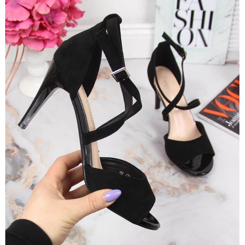 Sandalias negras con tacón alto W Sergio Leone negro 1