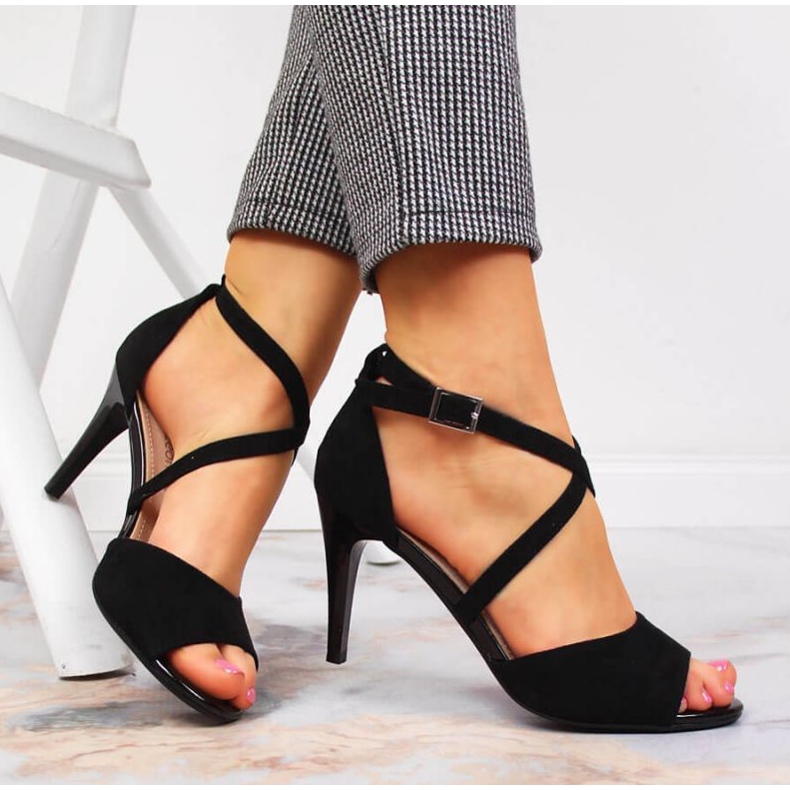 Sandalias negras con tacón alto W Sergio Leone negro 2