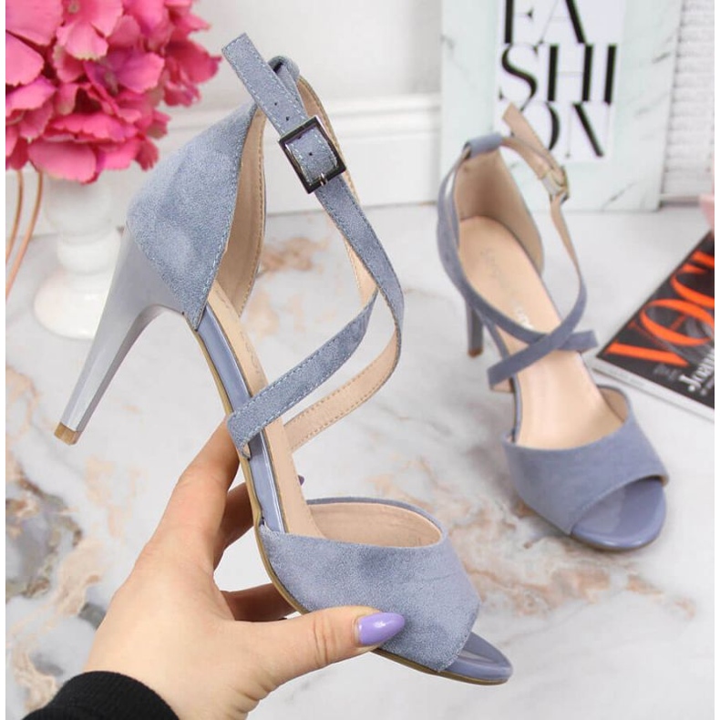 Sandalias en un tacón alto azul W Sergio Leone 1