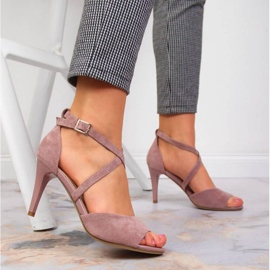 Sandalias rosas con tacón alto W Sergio Leone rosado 3