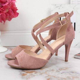 Sandalias rosas con tacón alto W Sergio Leone rosado 5