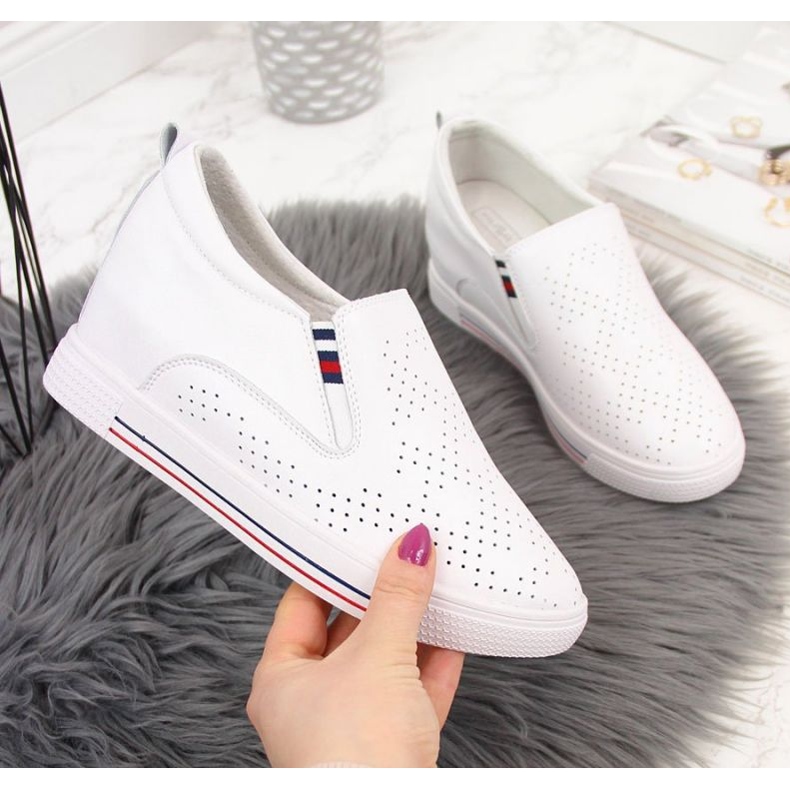 Deportivas de piel con cuña calada blanca W Filippo blanco 1