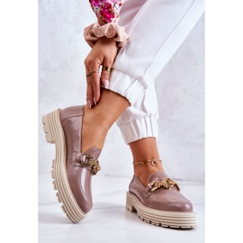 Zapatos Brogue Mujer Piel Dorada Adorno Laura Messi 2383 Beige Oscuro 2