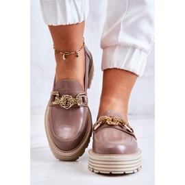 Zapatos Brogue Mujer Piel Dorada Adorno Laura Messi 2383 Beige Oscuro 4