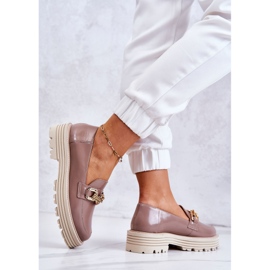 Zapatos Brogue Mujer Piel Dorada Adorno Laura Messi 2383 Beige Oscuro 5