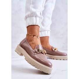 Zapatos Brogue Mujer Piel Dorada Adorno Laura Messi 2383 Beige Oscuro 3