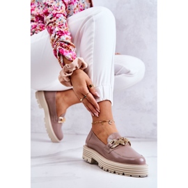 Zapatos Brogue Mujer Piel Dorada Adorno Laura Messi 2383 Beige Oscuro 6