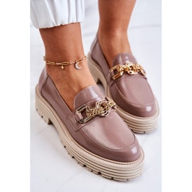 Zapatos Brogue Mujer Piel Dorada Adorno Laura Messi 2383 Beige Oscuro 7